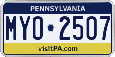 PA license plate MYO2507