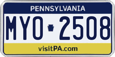 PA license plate MYO2508