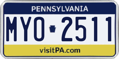 PA license plate MYO2511