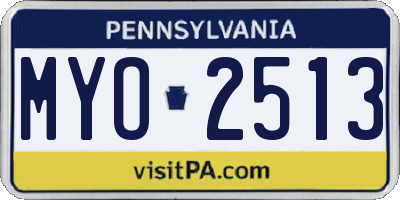 PA license plate MYO2513