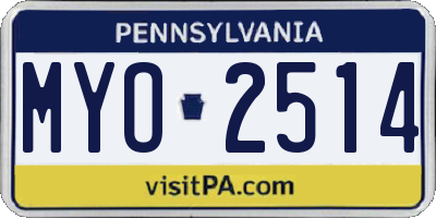 PA license plate MYO2514