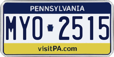 PA license plate MYO2515