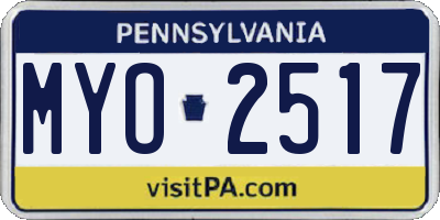PA license plate MYO2517