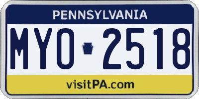 PA license plate MYO2518