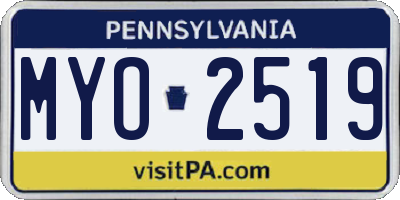 PA license plate MYO2519