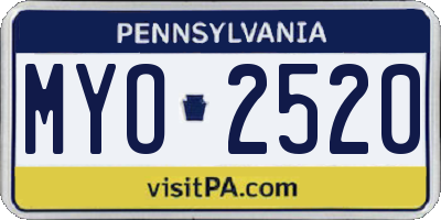 PA license plate MYO2520