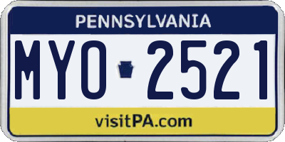 PA license plate MYO2521