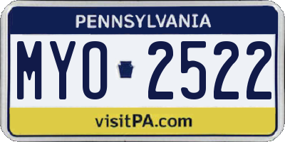 PA license plate MYO2522