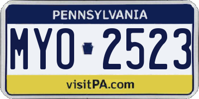 PA license plate MYO2523