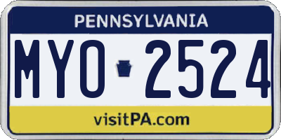 PA license plate MYO2524