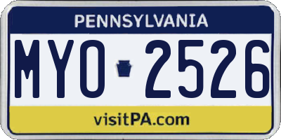 PA license plate MYO2526