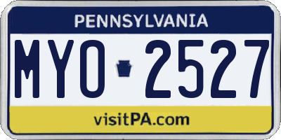 PA license plate MYO2527