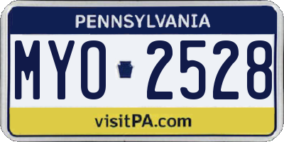 PA license plate MYO2528