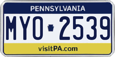 PA license plate MYO2539