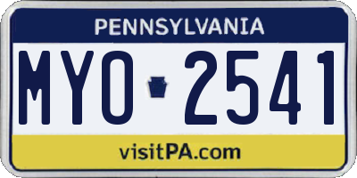 PA license plate MYO2541