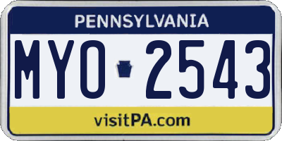 PA license plate MYO2543