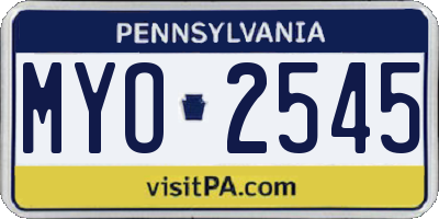 PA license plate MYO2545