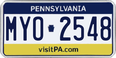 PA license plate MYO2548