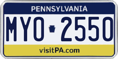 PA license plate MYO2550