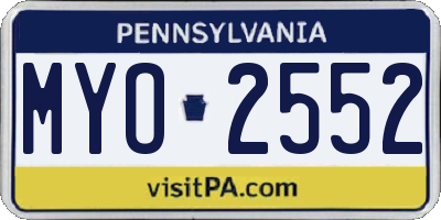 PA license plate MYO2552