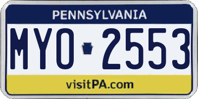 PA license plate MYO2553