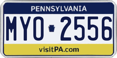 PA license plate MYO2556