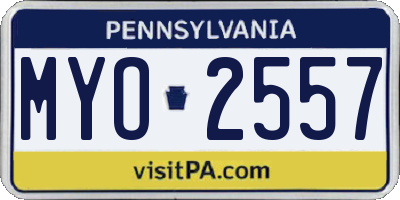 PA license plate MYO2557