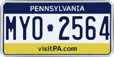 PA license plate MYO2564