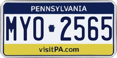 PA license plate MYO2565