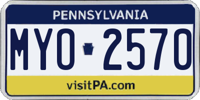 PA license plate MYO2570