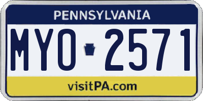 PA license plate MYO2571