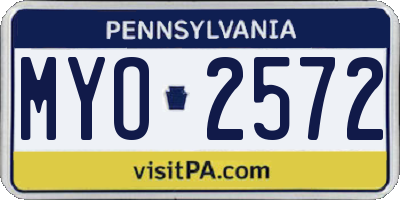 PA license plate MYO2572