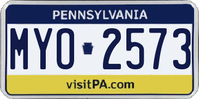 PA license plate MYO2573