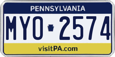 PA license plate MYO2574
