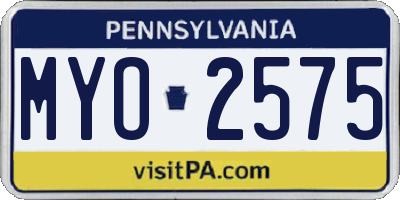 PA license plate MYO2575