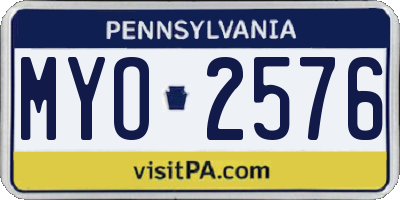 PA license plate MYO2576