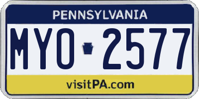 PA license plate MYO2577