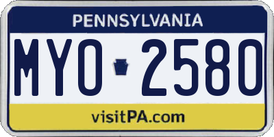 PA license plate MYO2580