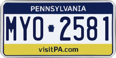 PA license plate MYO2581