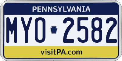 PA license plate MYO2582