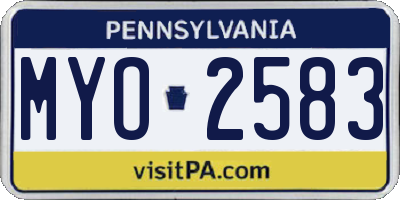 PA license plate MYO2583