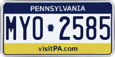 PA license plate MYO2585