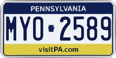 PA license plate MYO2589