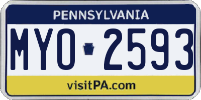 PA license plate MYO2593