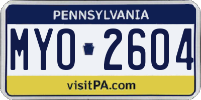 PA license plate MYO2604