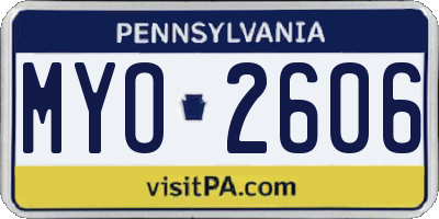 PA license plate MYO2606