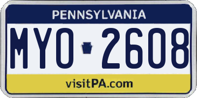 PA license plate MYO2608