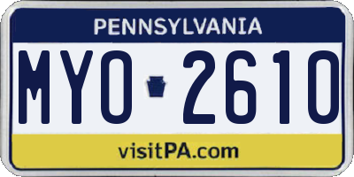 PA license plate MYO2610