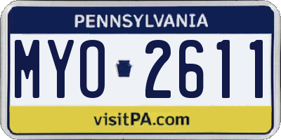 PA license plate MYO2611