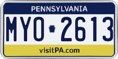 PA license plate MYO2613